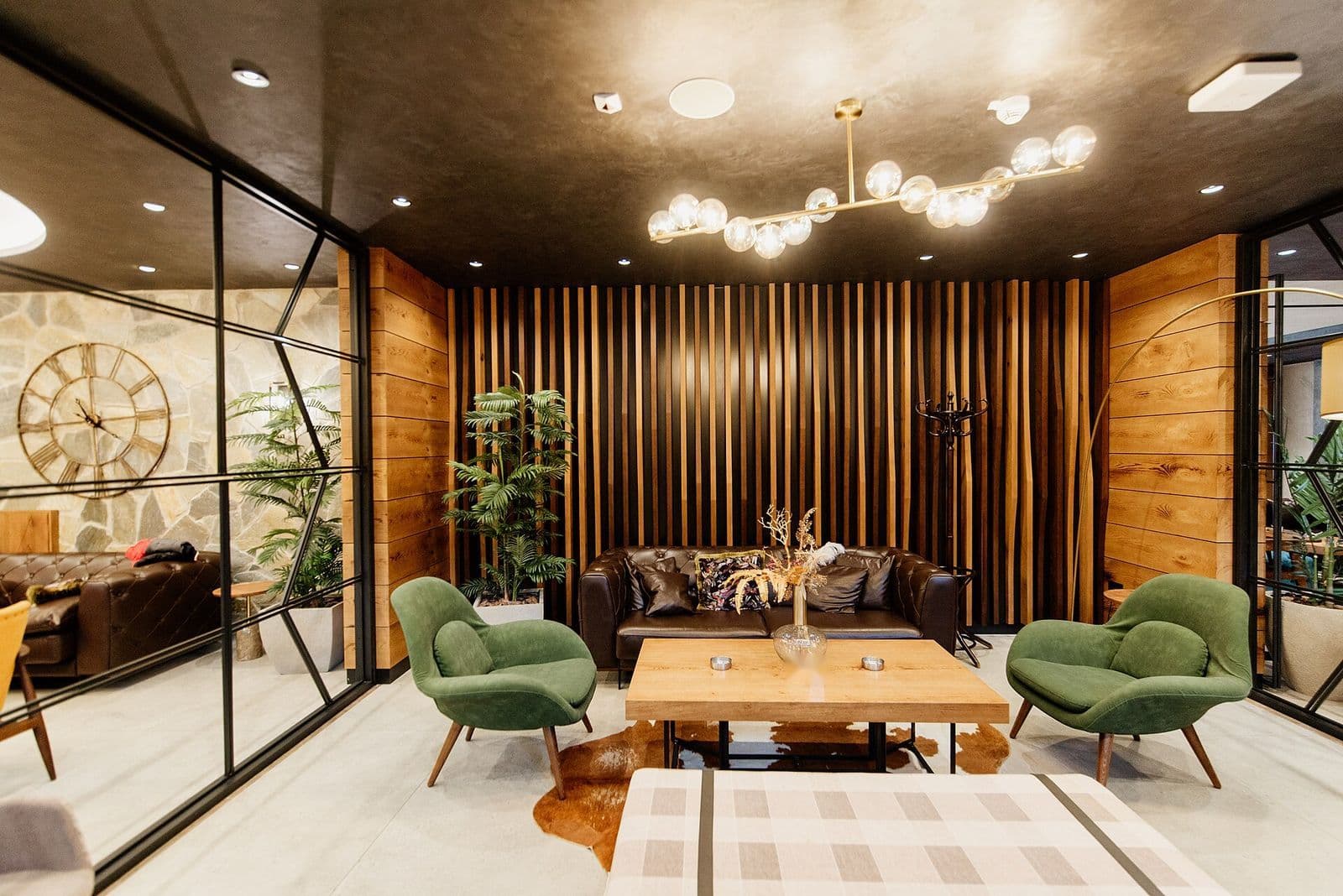 Elegant hotel lobby in soft evening light