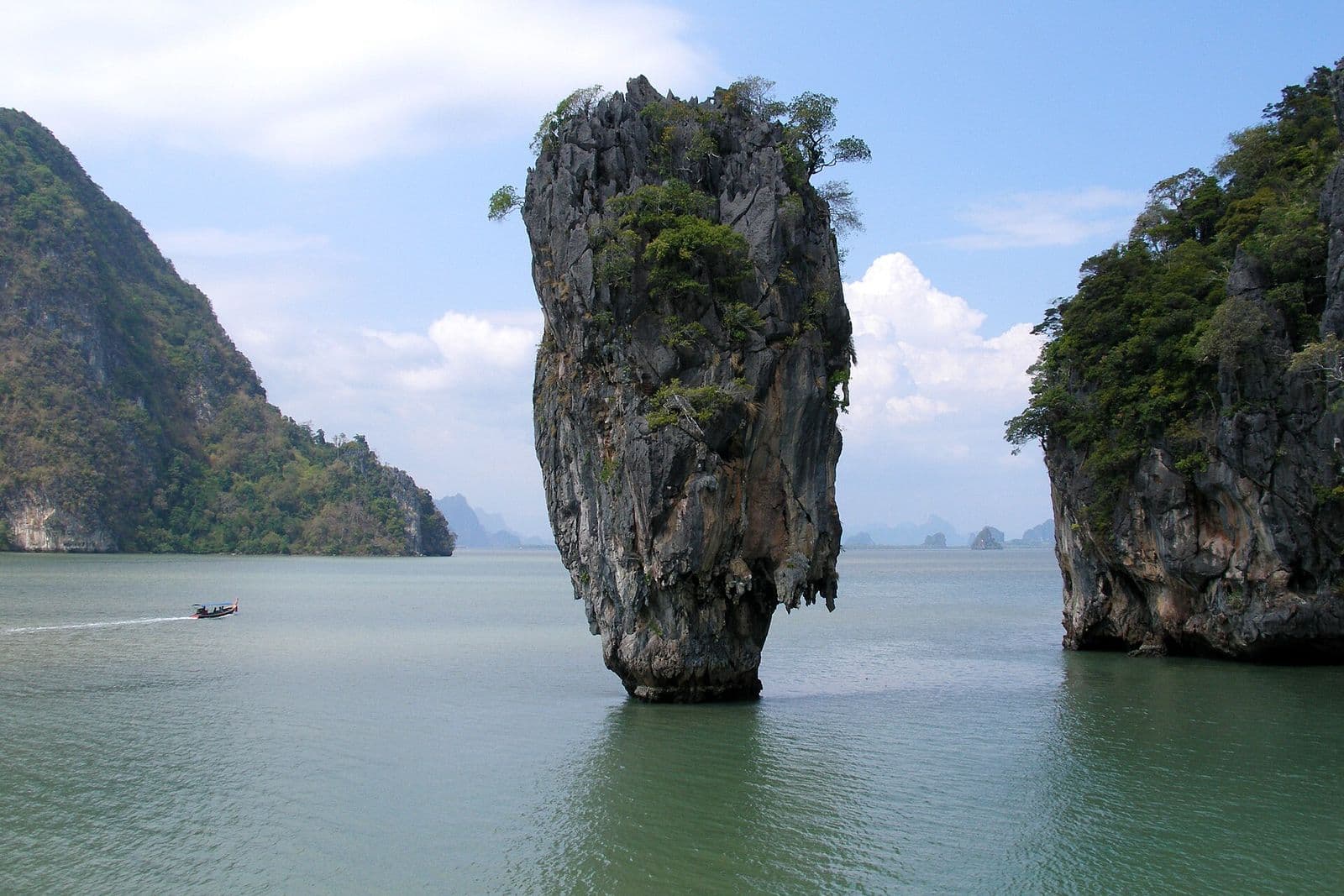 Limestone karsts rising from the water of Phang Nga Bay
