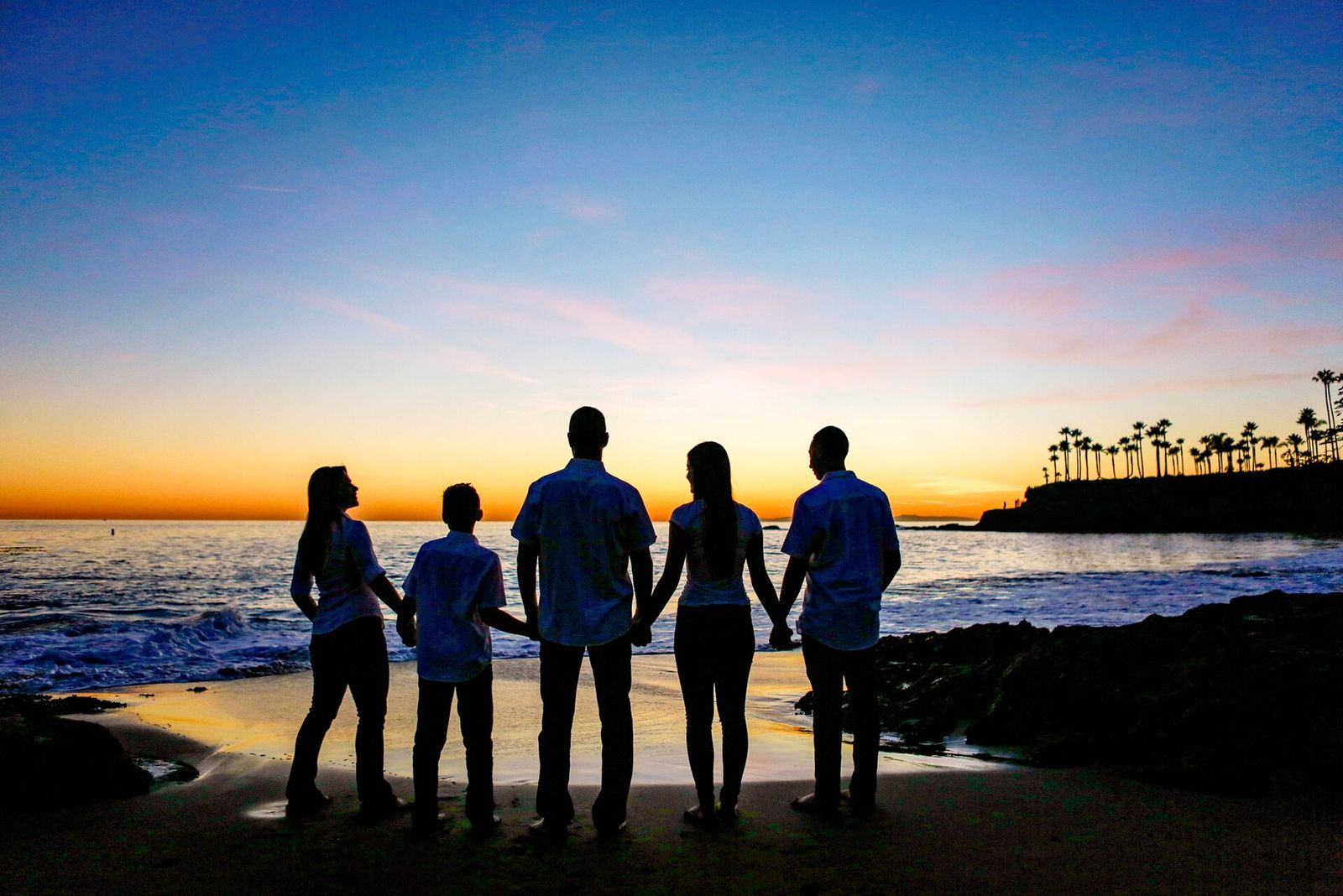 Family together on a beach