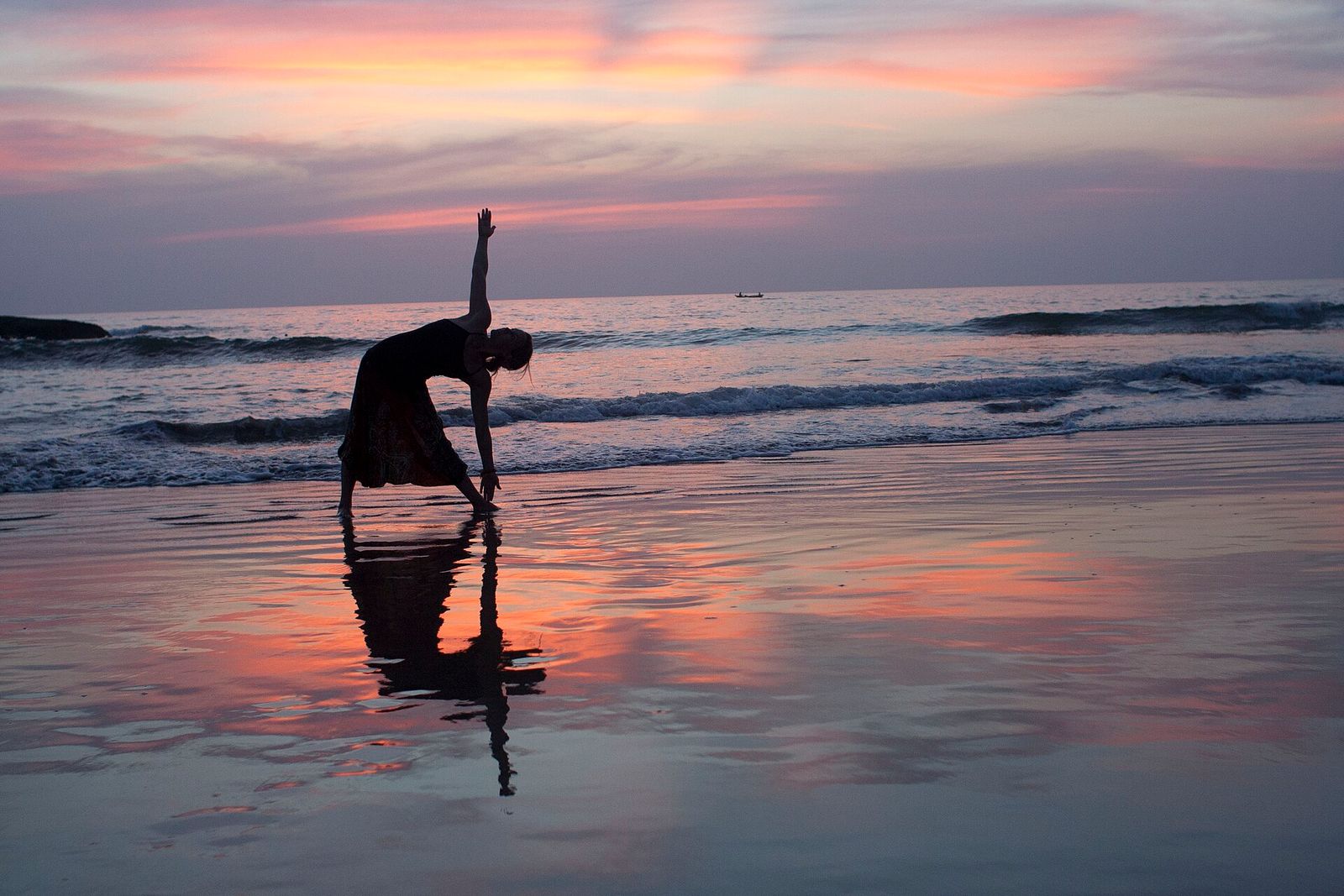 Yoga on a deck at sunrise