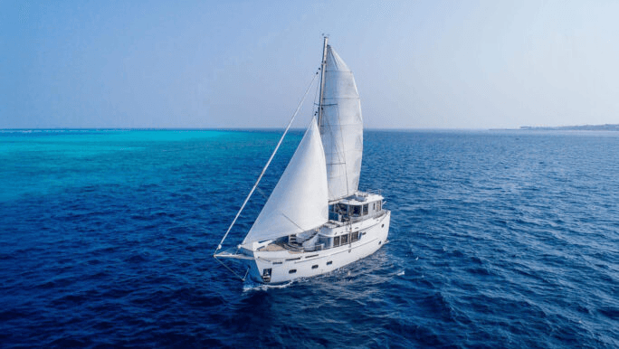 Sailing yacht on the open ocean