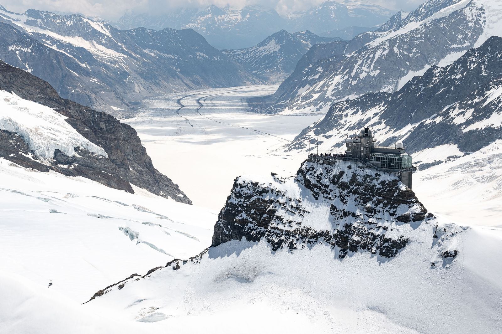 Aerial view of a great alpine glacier