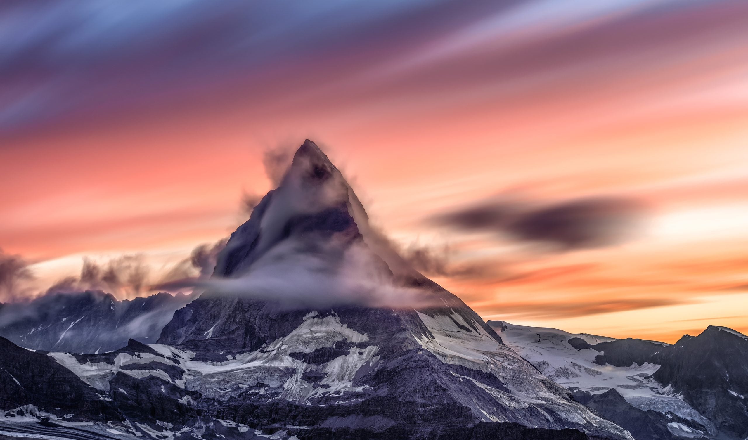 The Matterhorn glowing at sunset