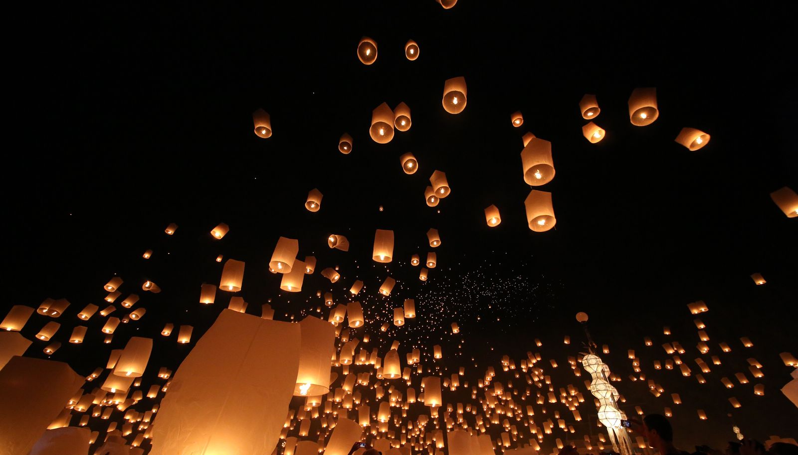 Lanterns glowing during a Thai festival