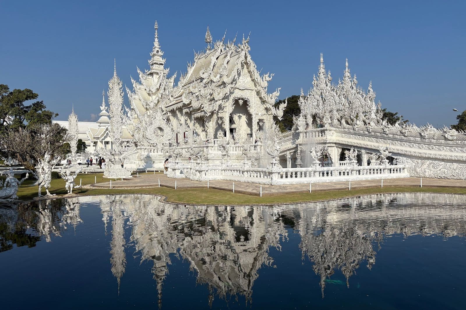 Ornate white temple in Chiang Rai