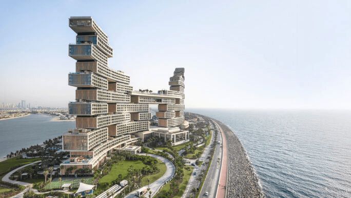 The stacked towers of Atlantis The Royal beside the sea